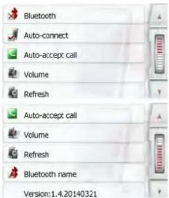 Bluetooth Auto-connect Auto-accept call Volume Refresh Auto-accept call Volume Refresh Bluetooth name Version:1.4.20140321