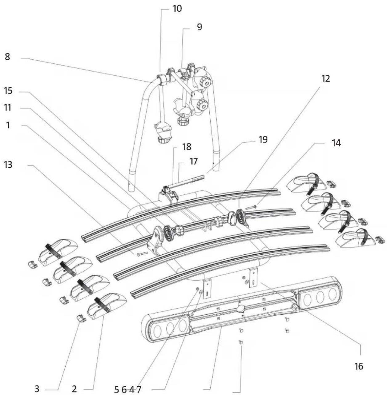 Technical diagram of a mechanical assembly with numbered parts for identification