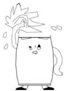 Cartoon illustration of a steaming cup with steam rising from its head (no text or symbols)