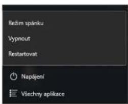 Režim spánku Vypnout Restartovat Napájení Všechny aplikace