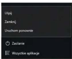 Uspij Zamknij Unuchom ponownie Zasilanie Wizystkie aplikacje