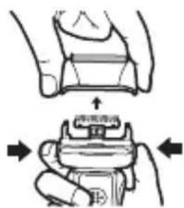 Diagram illustrating a hand press mechanism with labeled parts and directional arrows indicating movement or force.