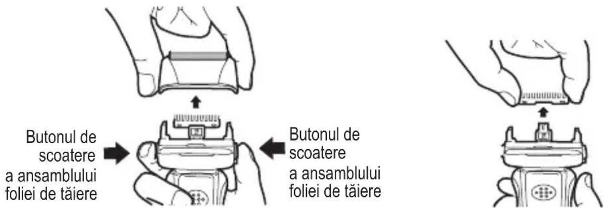 Butonul de scoatere a ansamblului foliei de tãiere Butonul de scoatere a ansamblului foliei de tãiere