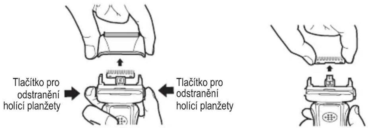 Tlačítko pro odstranění holící planžety Tlačítko pro odstranění holící planžety