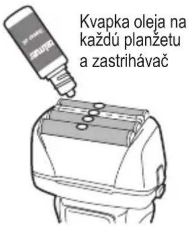 Kvapka oleja na každú planžetu a zastrihávač