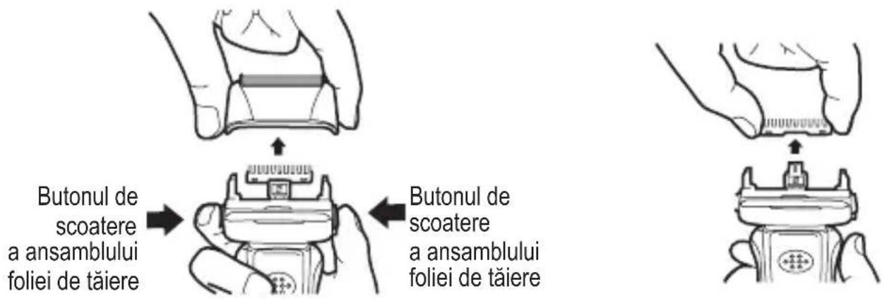 Butonul de scoatere a ansamblului foliei de tãiere Butonul de scoatere a ansamblului foliei de tãiere