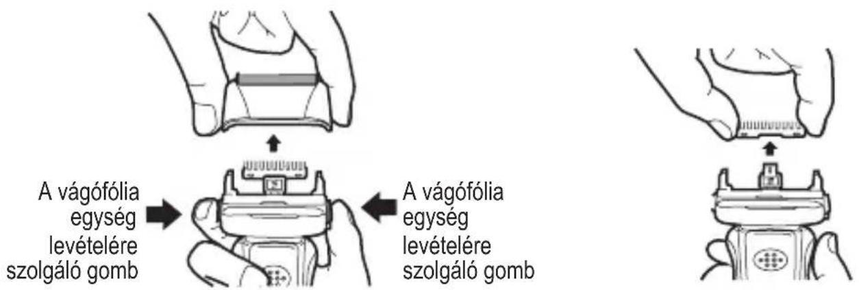 A vágófólia egység levételére szolgáló gomb A vágófólia egység levételére szolgáló gomb