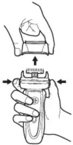 Diagram illustrating hand positioning and adjustment of a device, showing step-by-step assembly with directional arrows.