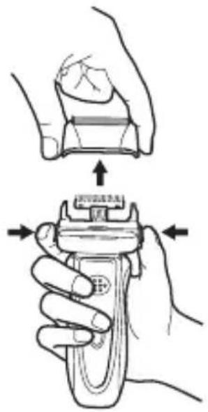 Diagram illustrating hand tool application on a device, showing step-by-step instructions with arrows and labels.