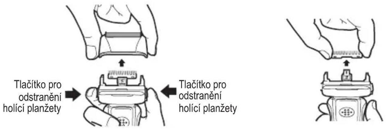 Tlačítko pro odstranění holící planžety Tlačítko pro odstranění holící planžety