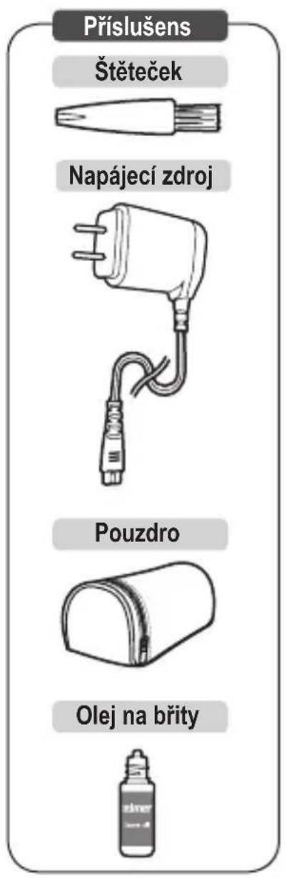 Příslušens Štěteček Napájecí zdroj Pouzdro Olej na břity