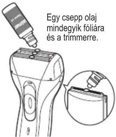 Egy csepp olaj mindegyik fóliára és a trimmerre.