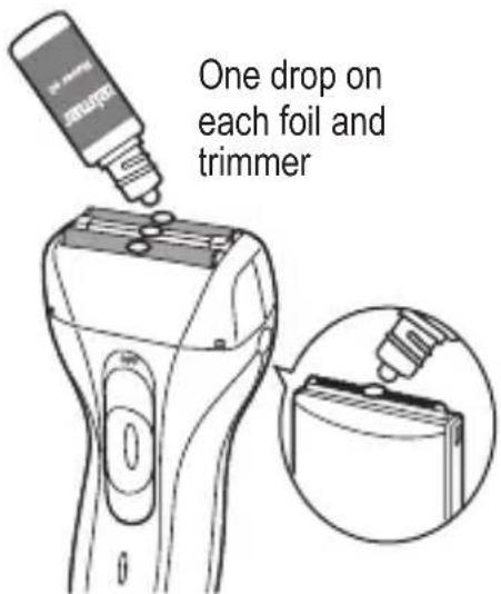 One drop on each foil and trimmer