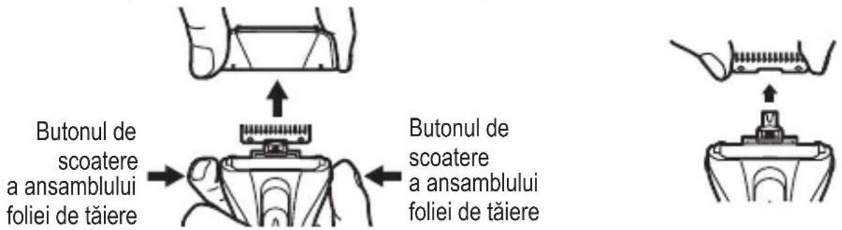 Butonul de scoatere a ansamblului foliei de tăiere Butonul de scoatere a ansamblului foliei de tăiere