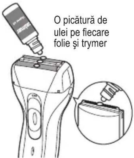 O picătură de ulei pe fiecare folie și trymer