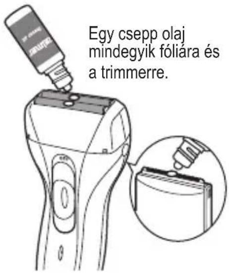 Egy csepp olaj mindegyik fóliára és a trimmerre.