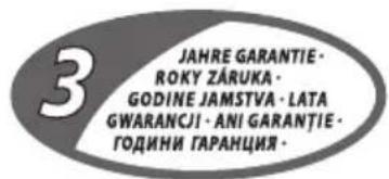 3 JAHRE GARANTIE ROKY ZÁRUKA GODINE JAMSTVA · LATA GWARANCJI · ANI GARANTIE ГОДИНИ ГАРАНЦИЯ ·