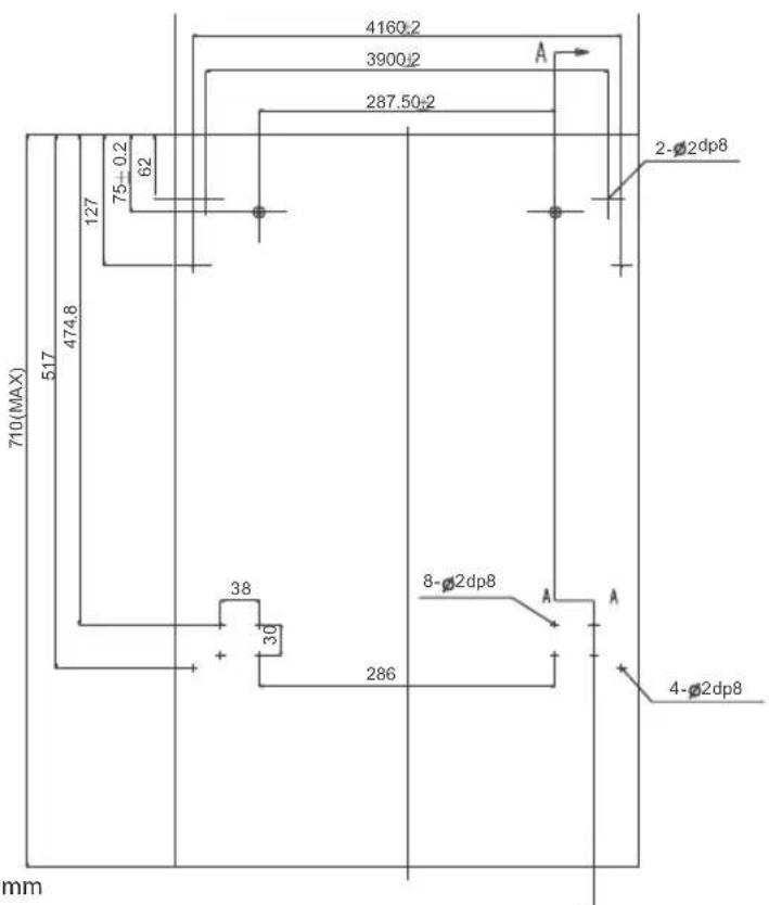 710(MAX) 517 474.8 127 75+0.2 62 4160±2 3900±2 A 287.50±2 2-φ2dp8 38 30 286 8-φ2dp8 A A 4-φ2dp8 mm
