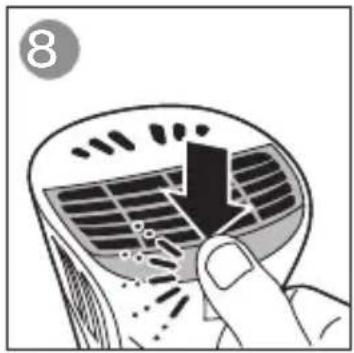 Illustration of a hand holding a device with a magnified view showing internal components (no text or symbols)