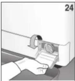Illustration of a hand inserting a device into a container (no text or symbols visible)