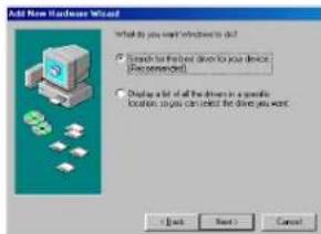 Add New Hardware Wizard What by you want Windows to do? ● Remove the next drive to your device (Recommended) ● Display a list of all drivers in a specific location. This can create the next drive.