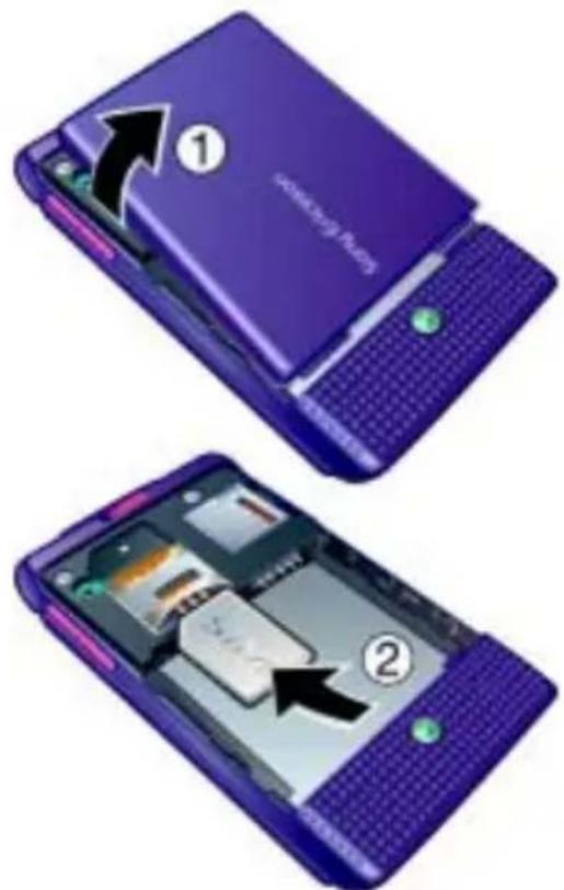 Diagram showing two views of a purple flip phone with labeled parts, including 'Laserless Phone' and internal components.