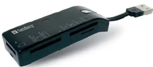 Black USB device with network ports and a USB cable, no visible text or symbols on the device body.