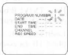 PROGRAM NUMBER DATE --/- START TIME --/- END TIME --/- CHANNEL -- REC SPEED --