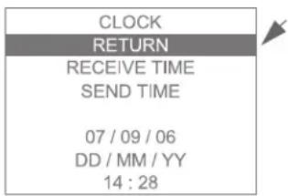 CLOCK RETURN RECEIVE TIME SEND TIME 07 / 09 / 06 DD / MM / YY 14 : 28