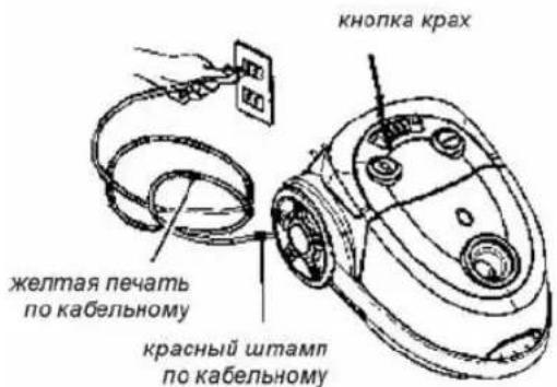 кнопка крах желтая печать по кабельному красный штамп по кабельному