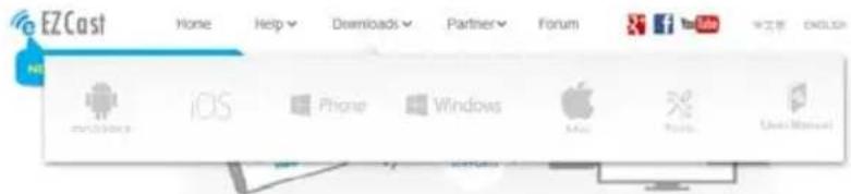 EZCast Home Help Downloads Partner Forum iOS iPhone Windows Apple Google United Microsoft