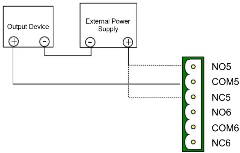 Output Device External Power Supply NO5 COM5 NC5 NO6 COM6 NC6