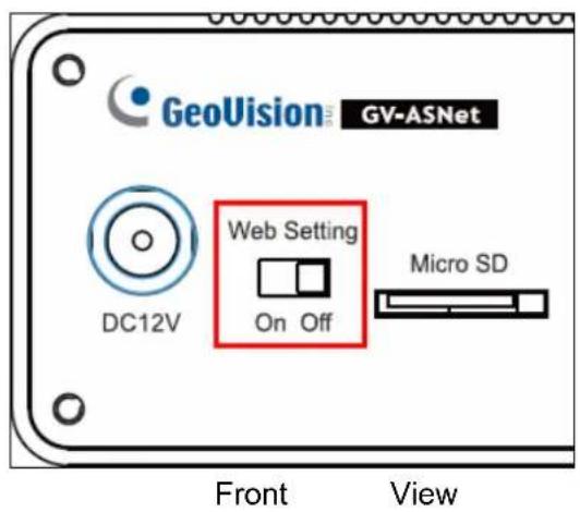 GeoVision GV-ASNet DC12V Web Setting On Off Micro SD Front View