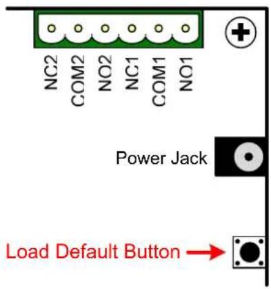 NC2 COM2 NO2 NC1 COM1 NO1 Power Jack Load Default Button →