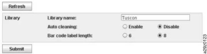 Refresh Library Library name: Tuscon Auto cleaning: Enable Disable Bar code label length: 6 8 Submit