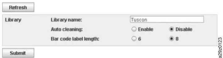 Refresh Library Library name: Tuscon Auto cleaning: Enable Disable Bar code label length: 6 8 Submit