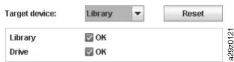 Target device: Library Reset Library ✓ OK Drive ✓ OK a2920121