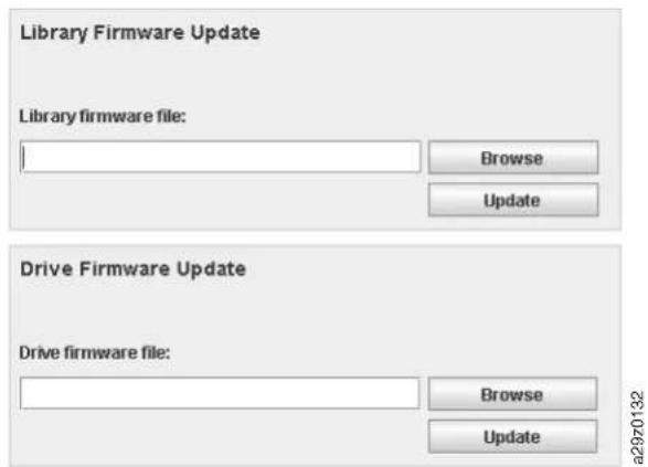 Library Firmware Update Library firmware file: Browse Update Drive Firmware Update Drive firmware file: Browse Update a2970132