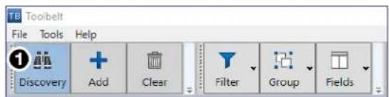 Toolbelt File Tools Help Discovery Add Clear Filter Group Fields