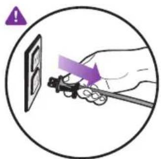 Diagram showing a hand using a tool to adjust or install a panel, with a warning symbol and purple arrow indicating the process.