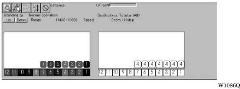 Standalone 6/1809# Standing by Normal operation BrisBoltes Tubular (AID) Up Down Ranges 1400-1000) Speed 8rpm 110dts. 7 6 5 4 3 2 1 12 11 10 9 8 7 6 5 4 3 2 1 4 4 4 4 4 4 4 12 11 10 9 8 7 6 5 4 3 2 1 W1086Q