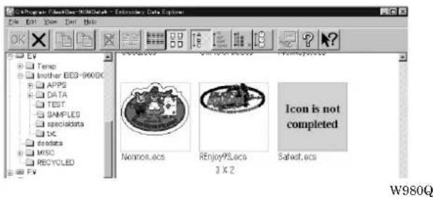 Program Files\Doc-W3\Data - Extending Data Options Temp brother BES-9600C APPS DATA TEST SAMPLES specialdata DC dosdata MISO RECYOLED FV Nonnot.ecs REJoy®/Secs 3 X 2 Select.ecs Icon is not completed W980Q