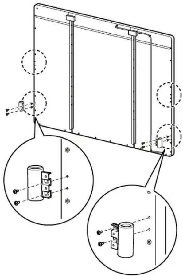 Technical diagram showing mechanical assembly with labeled components and close-up insets of cylindrical components