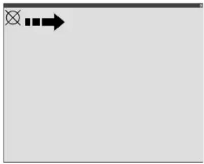 Simple diagram with a cross and arrow pointing right, no text or symbols present