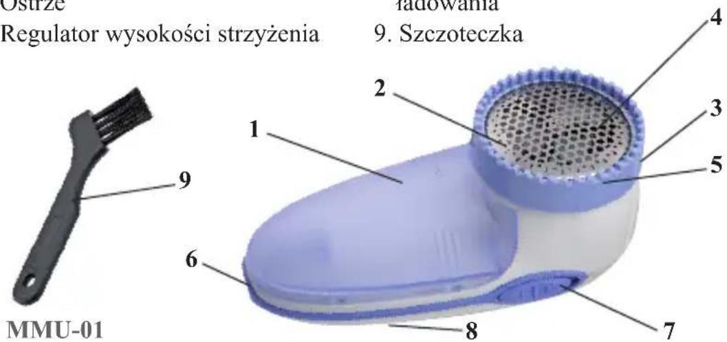 Ostriz Regulator wysokości strzyżenia 9. Szczoteczka MMU-01 1 2 3 4 5 6 7 8