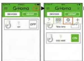 G-Homa DEVICES GROUP ON OFF G-Homa DEVICES GROUP ? 000 Theta lamp OFF ON ISSU AAME