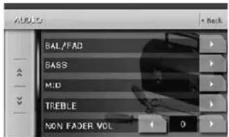 AUDIO BAL/FAD BASS MID TREBLE NON FADER VOL