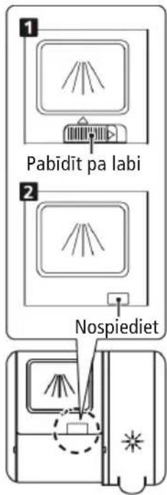 1 Pabidit pa labi 2 Nospiediet