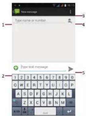New message 1 Type name or number 2 Type text message 3 4 5
