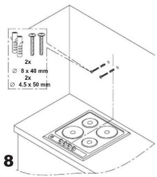 2x Ø 8 x 40 mm 2x Ø 4.5 x 50 mm 8